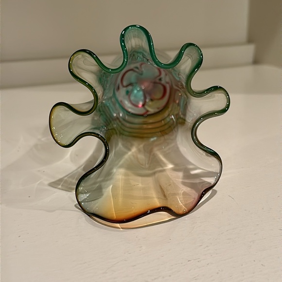 Adam Jablonski art glass hand blown vase clear multicolored signed - Picture 6 of 12